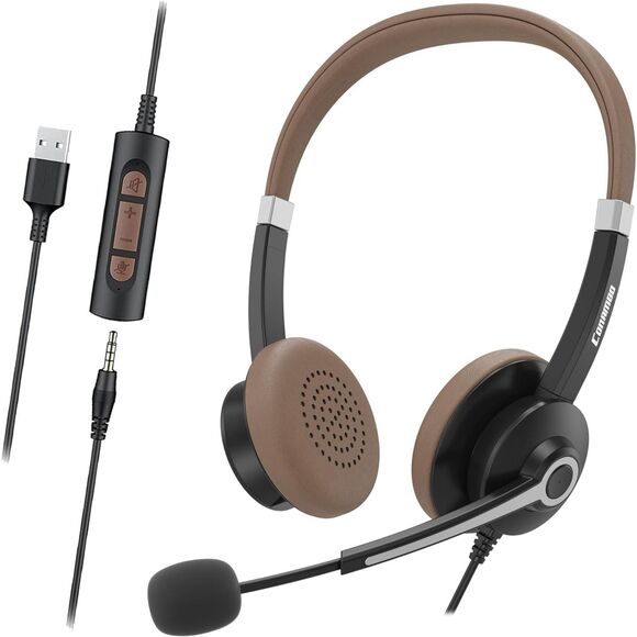 USB Wired Headset with Microphone for PC Laptop, Professional Computer Headset